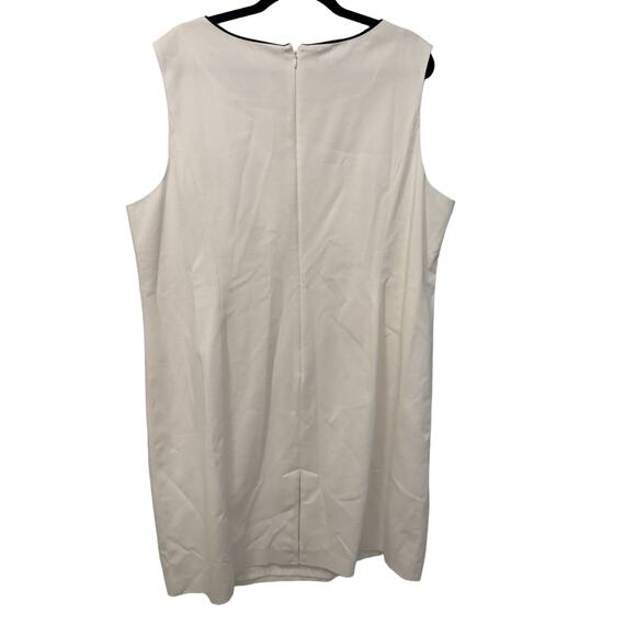 Talbots NWT Plus Size 22W Dobby Weave Piped Sleeveless White Classy Sheath Dress - Picture 3 of 9